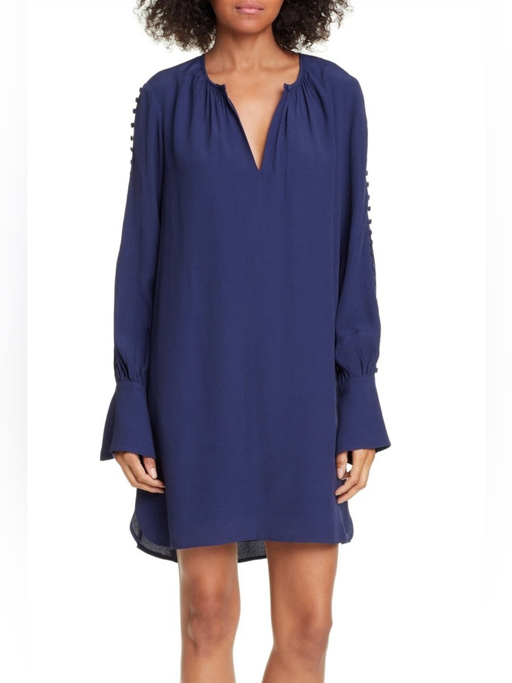 Joie Erlene button long sleeve shift dress midnight